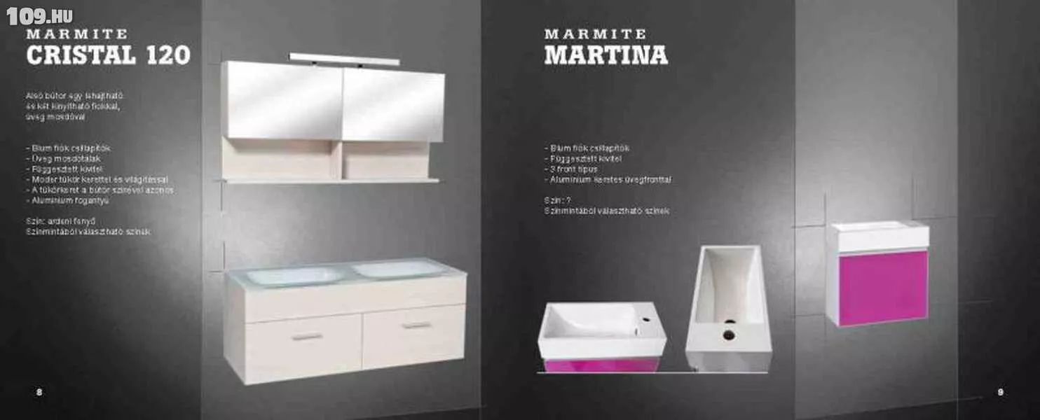 Tboss fürdőszoba bútor Cristal120 és Martina